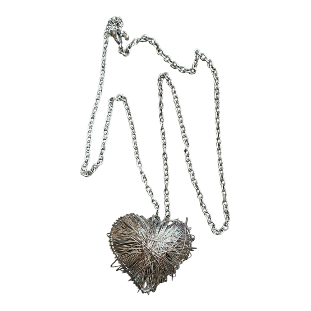 Wire Wrapped Heart Long Statement Millennial Necklace Y2k